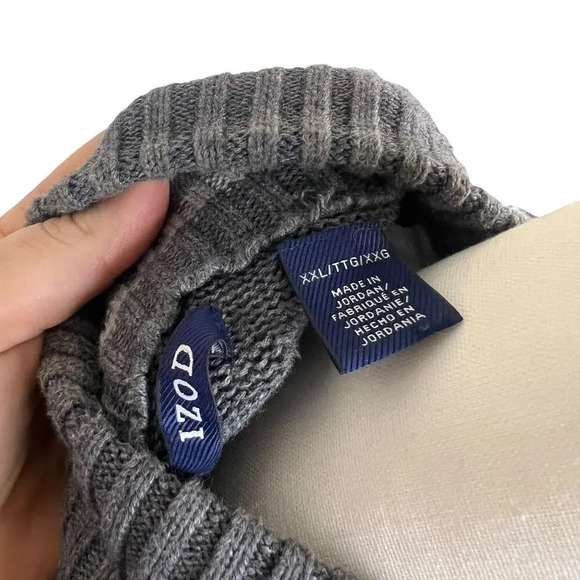 IZOD Men's Gray Mock Neck 1/4 Zip Pullover Sweater XXL Long Sleeve - Picture 4 of 7